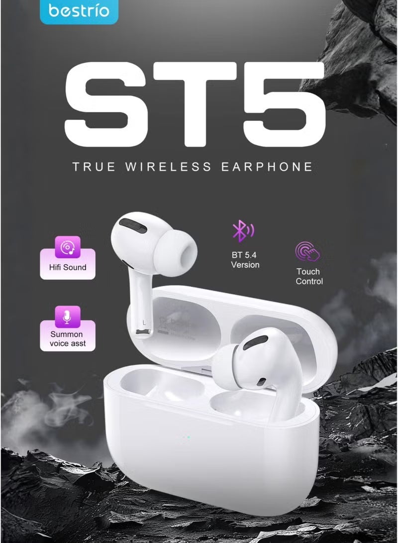 BESTRIO ST5 True Wireless Earbuds Bluetooth 5.4 – TWS In-Ear Earphones with Auto Pairing, Touch Control, HiFi Deep Bass, Clear Call Mic, Voice Assistant Support & Free Silicone Case - Image 2